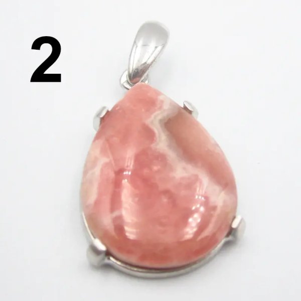 Rodochrozyt i srebro rodowane - wisiorek łza (różne kamienie)
