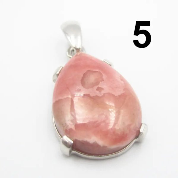 Rodochrozyt i srebro rodowane - wisiorek łza (różne kamienie)