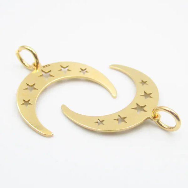 Srebro Ag Złocone - zawieszka księżyc z gwiazdkami
