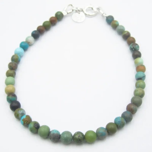 Turkus kulki 4 mm i srebro - bransoletka