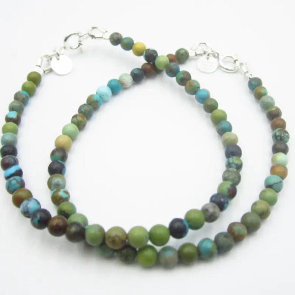 Turkus kulki 4 mm i srebro - bransoletka