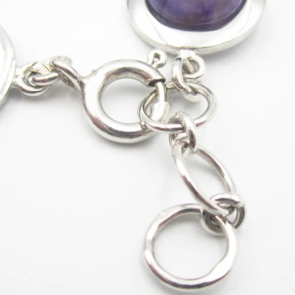 Czaroit i srebro rodowane - bransoleta koła