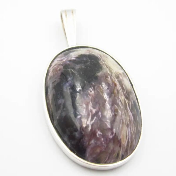 Czaroit i srebro - wisiorek owal