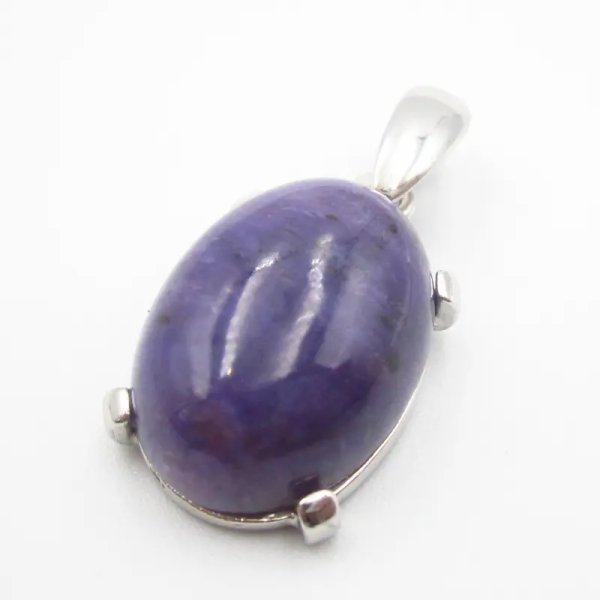 Czaroit i srebro rodowane - zawieszka owal (różne kamienie do wyboru)