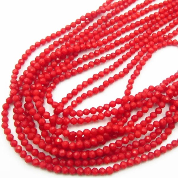 Koral czerwony fasetowane kulki 2,5-2,8 mm (sznur)