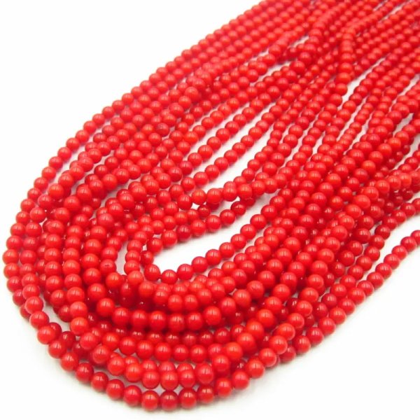 Koral czerwony kulki 3,5 mm (sznur)