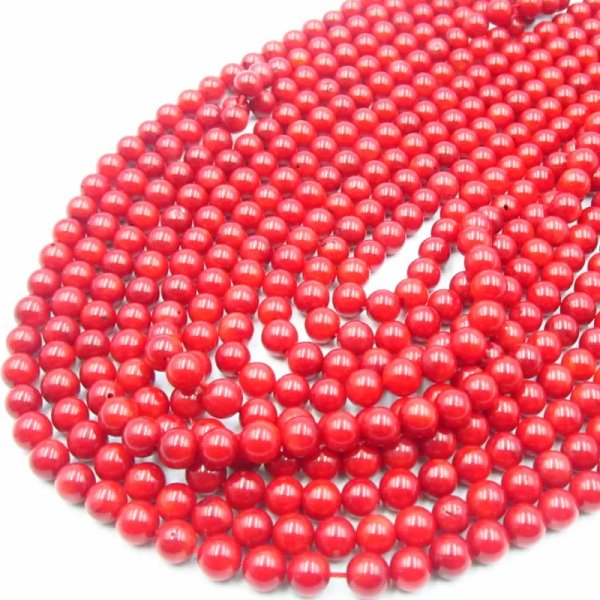 Koral czerwony kulki 6,5 mm (sznur)