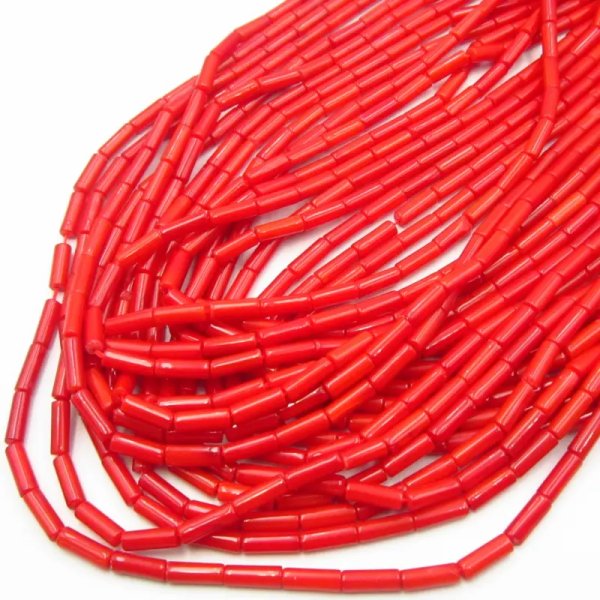 Koral czerwony tulejki 9x3 mm – sznur ok. 38 cm