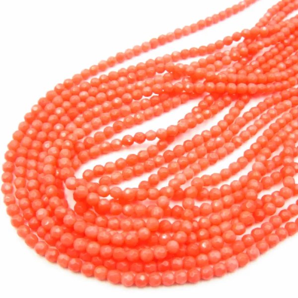 Koral pomarańczowy fasetowane kulki 4 mm (sznur)