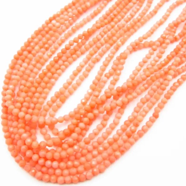Koral łososiowy fasetowane kulki 2 mm (sznur)