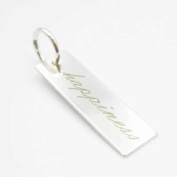 Srebro Ag - blaszka z napisem happiness  25x7mm (grubość 0,55mm lub 1mm) 