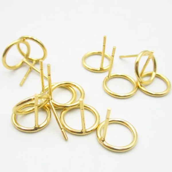 Srebro Ag Złocone - sztyfty kółka 10 mm (para)