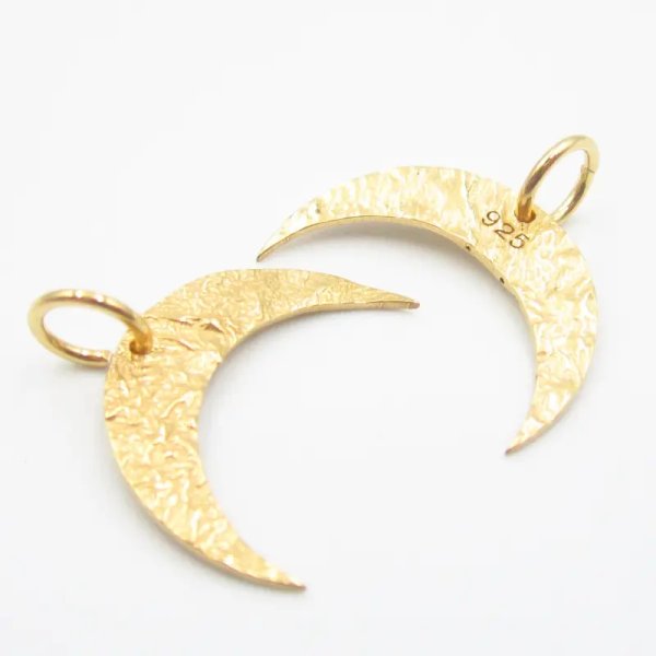 Srebro Ag Złocone - zawieszka młotkowany księżyc