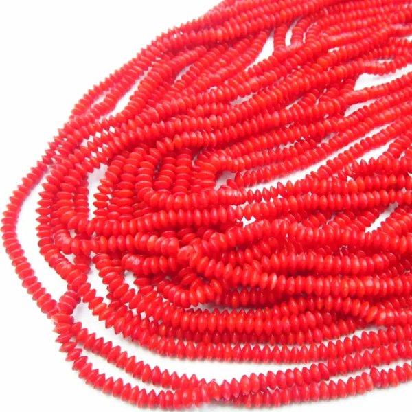 Koral czerwony dyski 4x2 mm – sznur ok. 38 cm