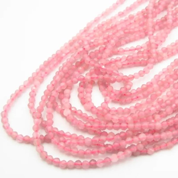 Kwarc Różowy fasetowany - kulki 2,5 mm (sznur)