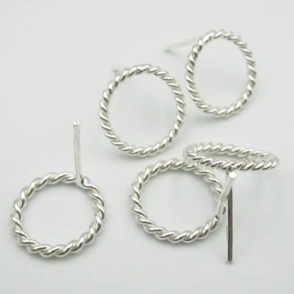 Srebro Ag - sztyfty kółka 13 mm (para)