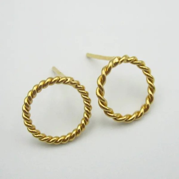 Srebro Ag złocone - sztyfty kółka 13 mm (para)