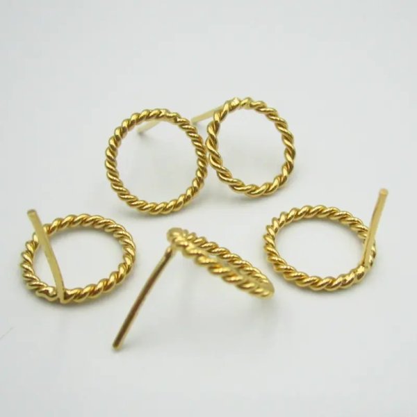 Srebro Ag złocone - sztyfty kółka 13 mm (para)