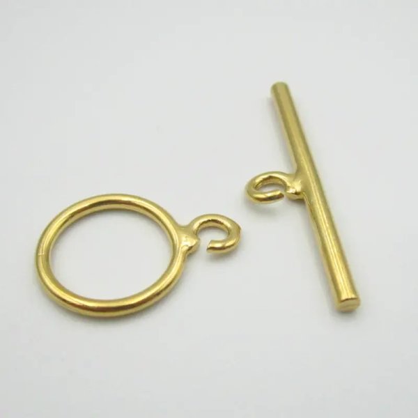 Srebro Ag Złocone - zapięcie typu bolec (toggle) 12 mm  