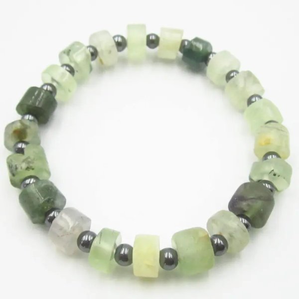 Prehnit z Hematytem - bransoletka 17 cm