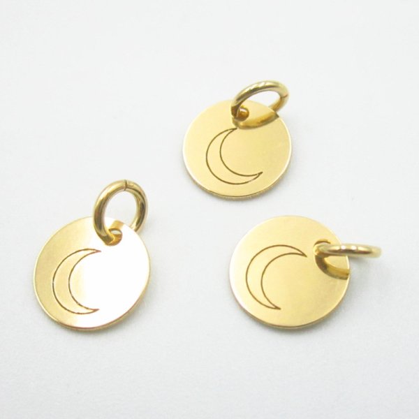 Srebro Ag Złocone- blaszka z księżycem 9mm