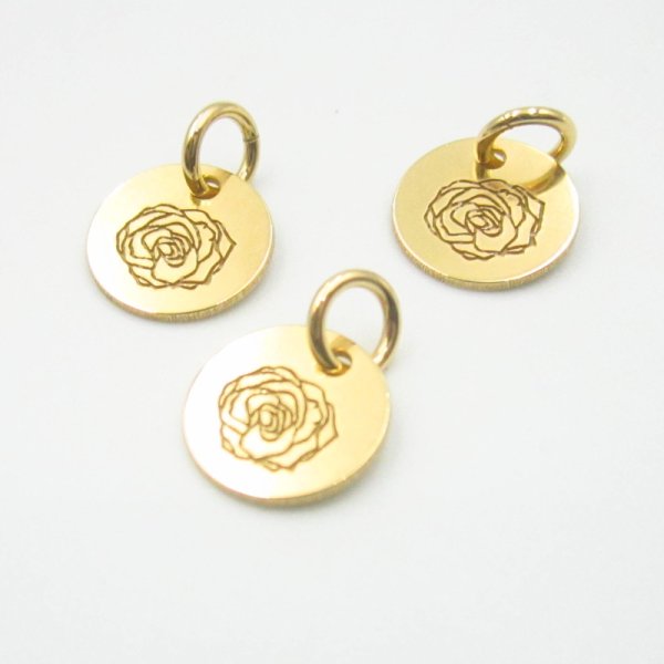 Srebro Ag Złocone- blaszka z różą 9mm