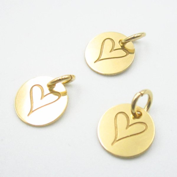 Srebro Ag Złocone- blaszka z sercem 9mm