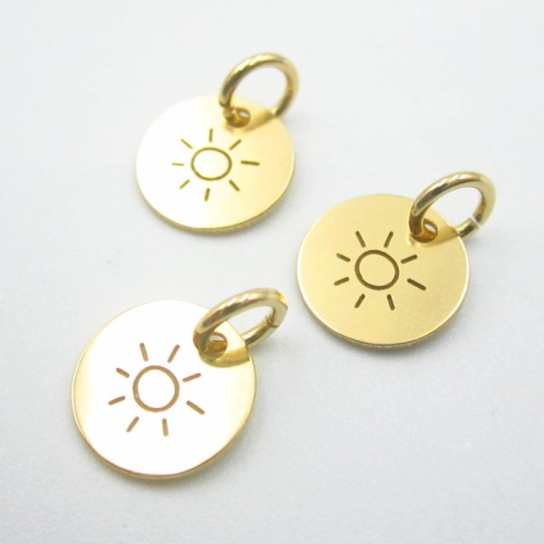 Srebro Ag Złocone- blaszka ze słońcem 9mm