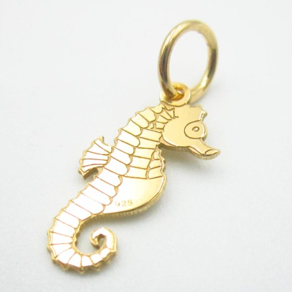 Srebro Ag Złocone- element ozdobny konik morski 16x7mm