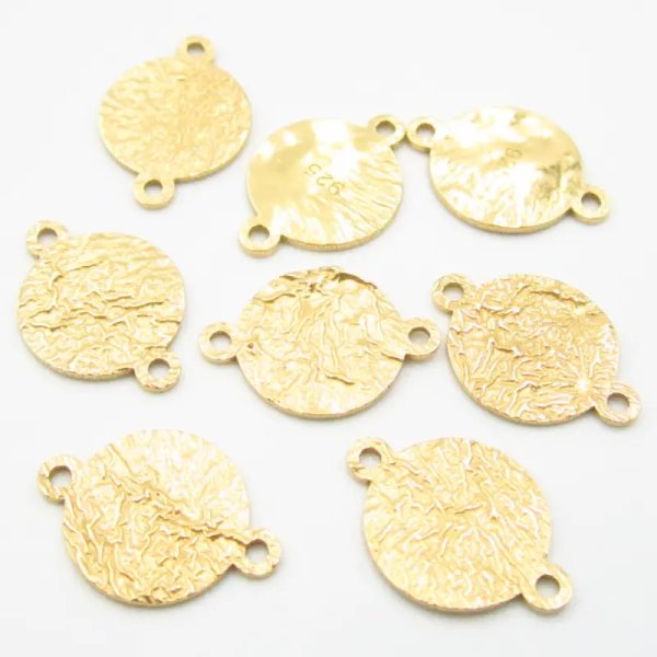 Srebro Ag Złocone - zawieszka blaszka młotkowana 9-10 mm