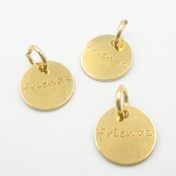 Srebro Ag Złocone- blaszka z napisem FRIENDS 9mm