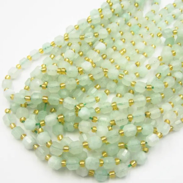 Kwarc Zielony fasetowany - kulki 5,5 mm (sznur)