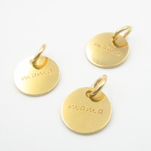 Srebro Ag Złocone- blaszka z napisem mama 9mm