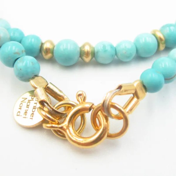 Turkus kulki i srebro złocone - naszyjnik 41,5 cm