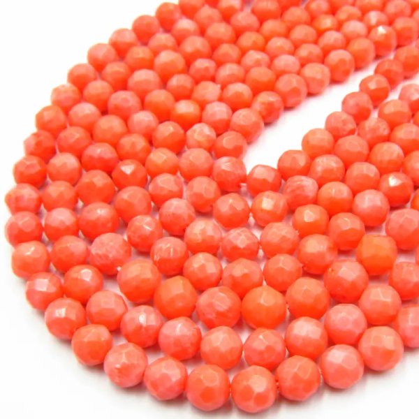 Koral łososiowy fasetowany kulka 8mm (sznurek)