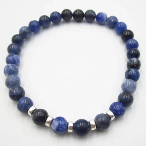 Sodalit i srebro - bransoletka 18 cm