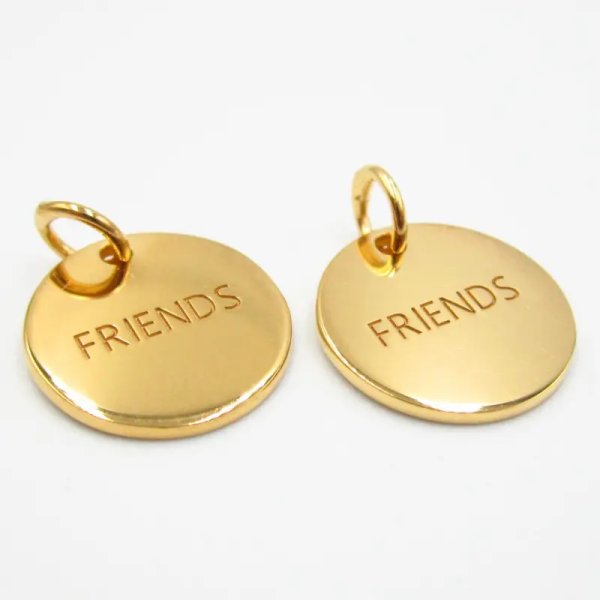 Srebro Ag Złocone- blaszka z napisem FRIENDS 13mm