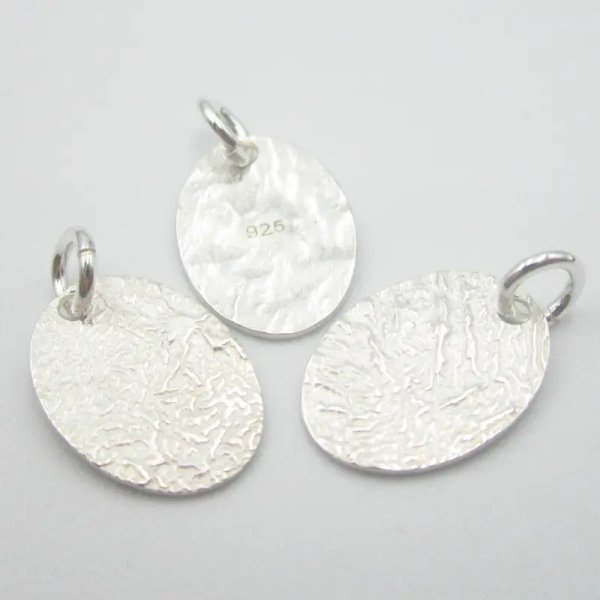 Srebro Ag - blaszka owalna młotkowana 12x8mm