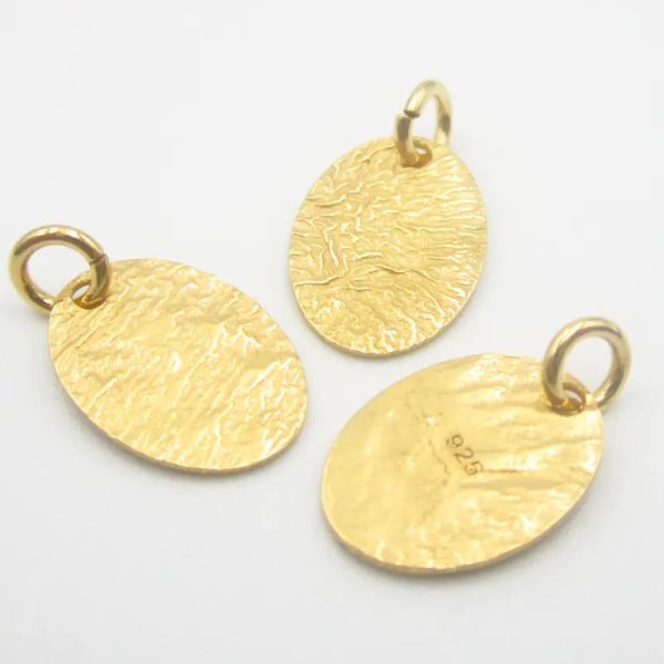 Srebro Ag Złocone - blaszka owalna młotkowana 12x8mm