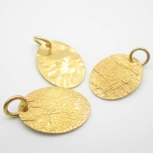 Srebro Ag Złocone - blaszka owalna młotkowana 14x10mm