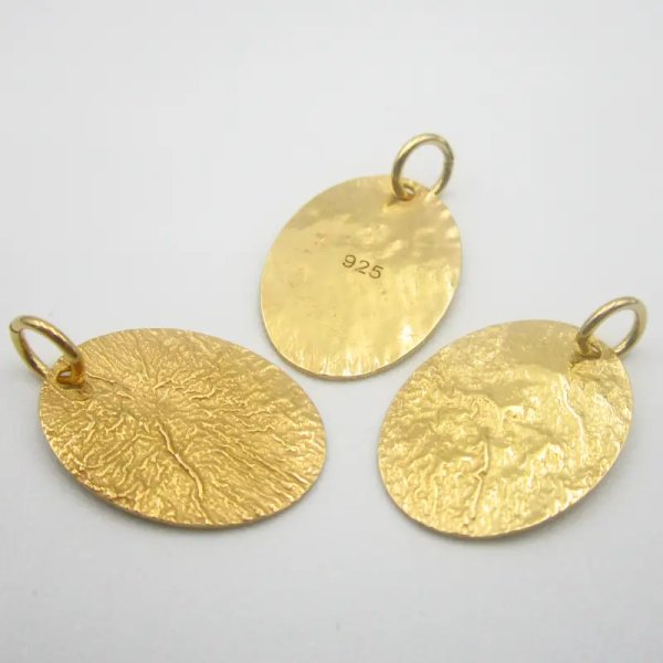 Srebro Ag Złocone - blaszka owalna młotkowana 17x12mm