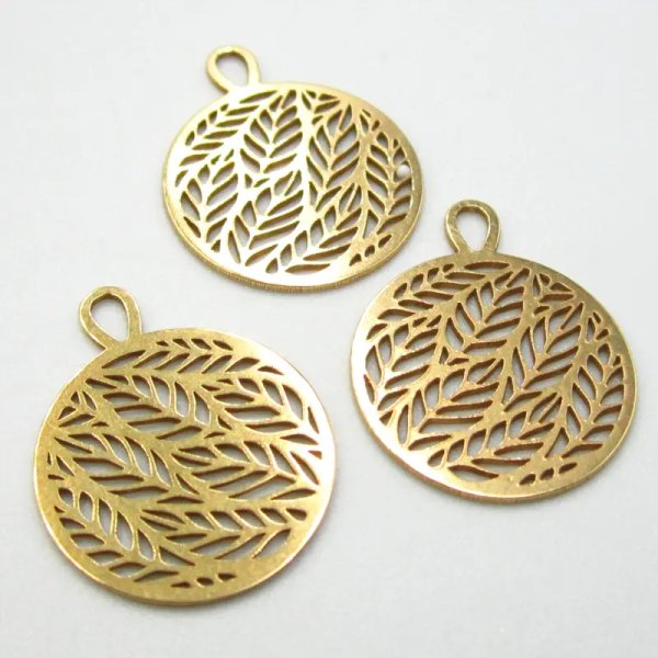 Srebro Ag  Złocone - zawieszka rozetka listki 14mm  