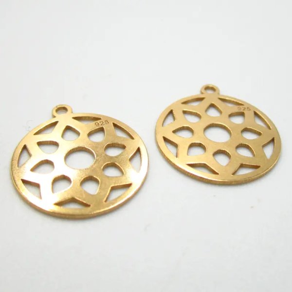 Srebro Ag  Złocone - zawieszka rozetka 13mm  