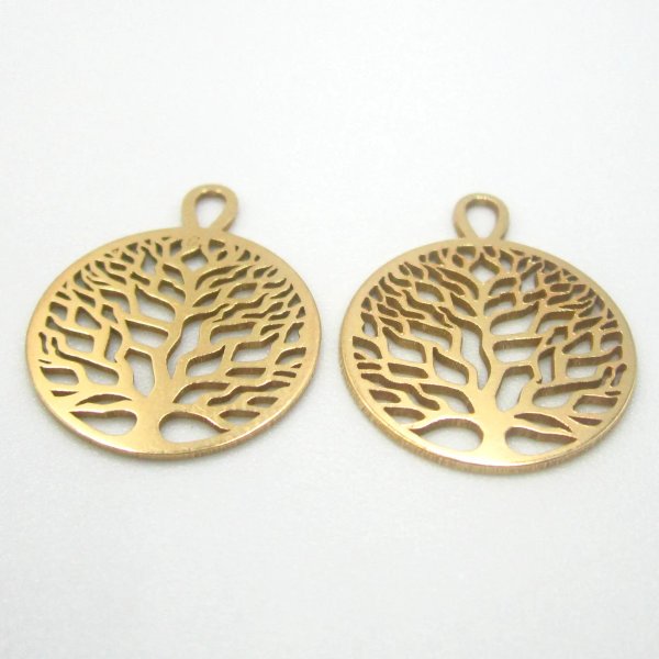 Srebro Ag  Złocone - zawieszka rozetka drzewo 13mm  