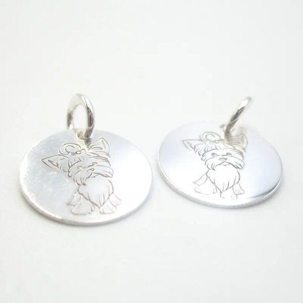 Srebro Ag - zawieszka blaszka z psem Yorkiem 12mm