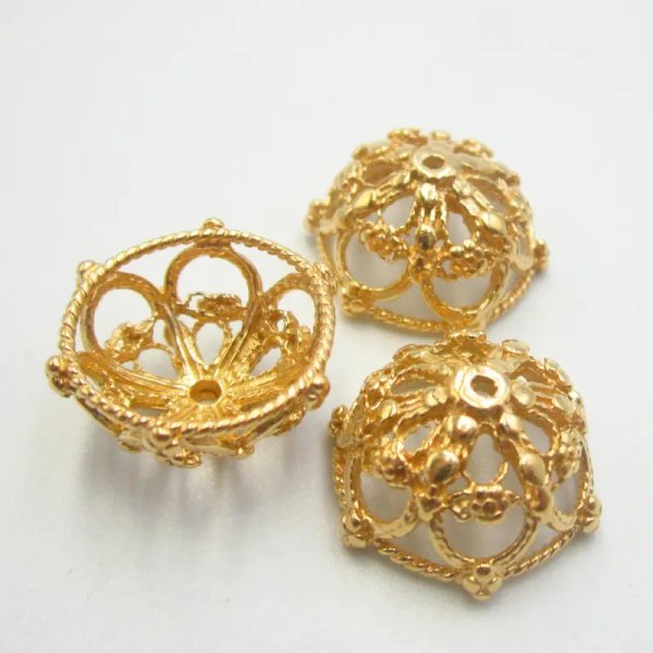 Srebro Ag Złocone - czapeczka ozdobna 15mm