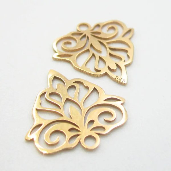 Srebro Ag Złocone - element ozdobny 10x11mm  