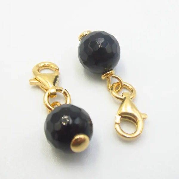 Srebro Ag złocone - zawieszka charms Onyks fasetowana 8 mm 