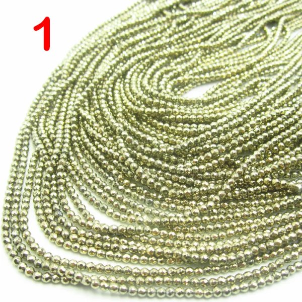Hematyt kulka 2mm fasetowana - kolor złoty (sznur) (różne odcienie do wyboru)