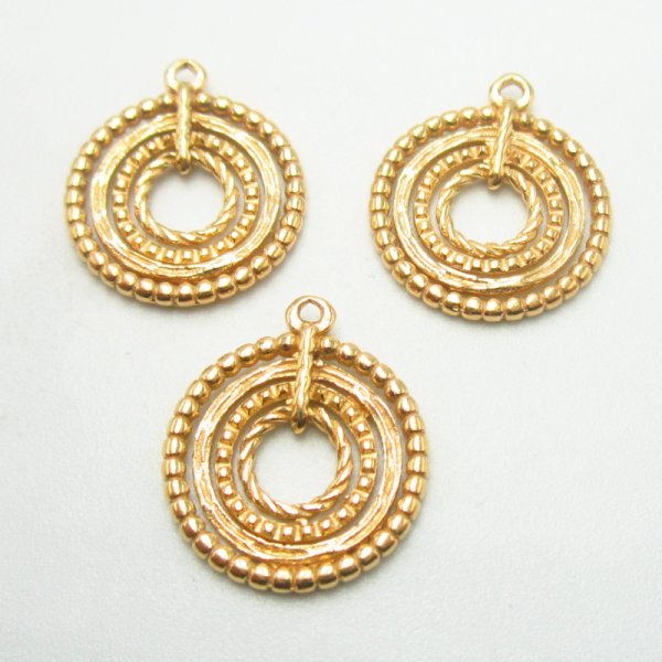 Srebro złocone Ag - zawieszka kółko ozdobne 15 mm